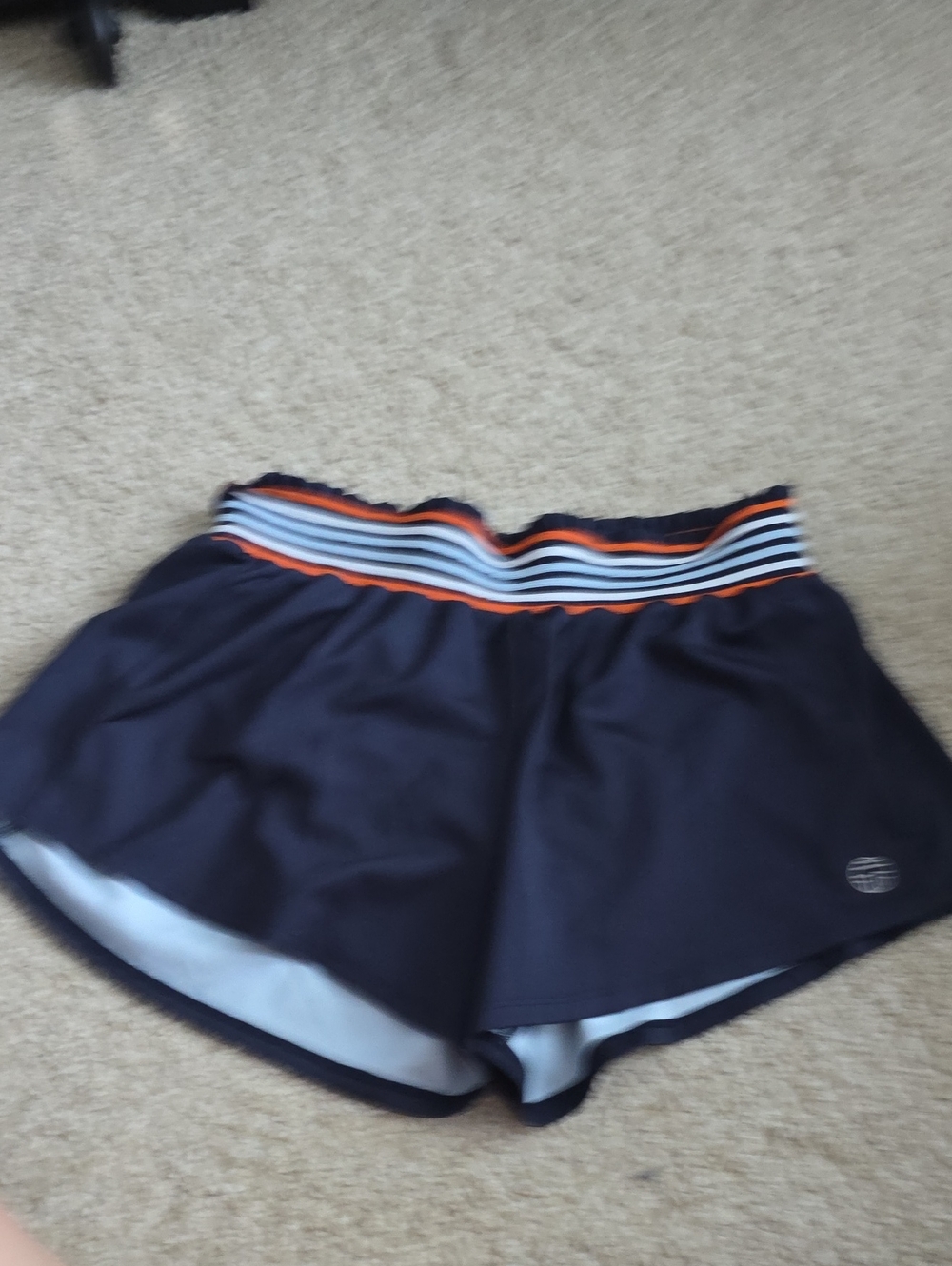 Tory Sport Navy Athletic Shorts with Orange & White Waistband